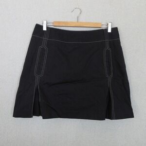 Sport Haley Women's A Line Skirt Black Contrast Stitching Side Pockets Size 12